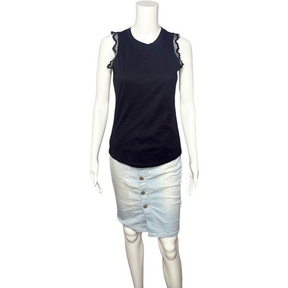 NWT INC International Concepts Black Top Lace Trim Cap Sleeveless Size S - Picture 2 of 6